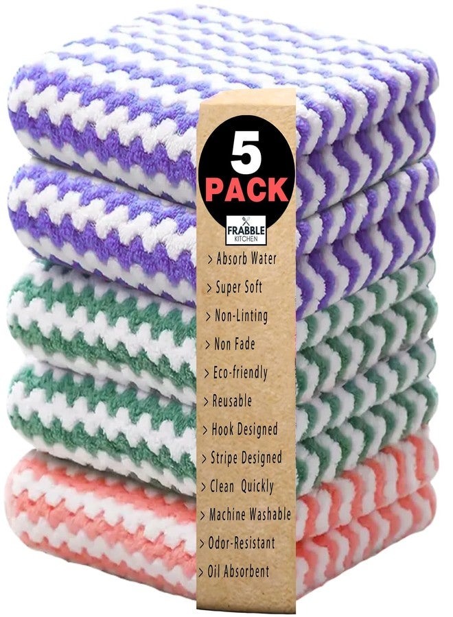 Frabble Kitchen Multipurpose Kitchen Towel Set - Microfiber Cleaning Cloth & Cotton Kitchen Napkins, Reusable Cleaning Cloth, Ideal Kitchen Accessories Items (Zigzag, Pack 5) - Image 1